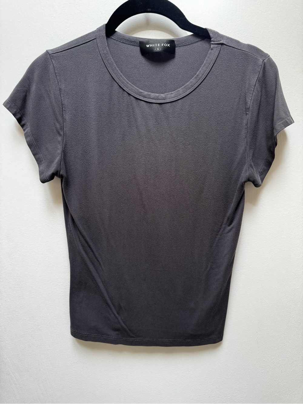 White Fox Boutique Short Sleeve Crewneck Tee - Charcoal